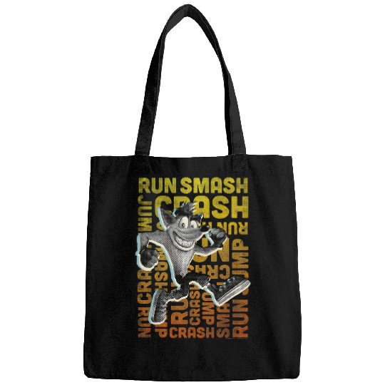 Crash Bandicoot Run Smash Crash Gradient Text Logo Jumble Bags