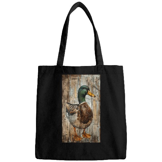 Duck Pet Rustic Woodgrain Mallard duck Wildlife art Duck Bags