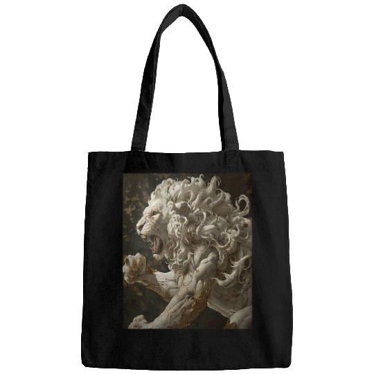 Lion Pet Powerful Strong Victorian Angry Ivory Lion Fantasy Art 2 Bags