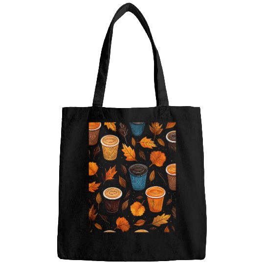 Coffee Fun Pumpkin Spice Latte Cups Fall Leaves Thanksgiving Halloween Bags