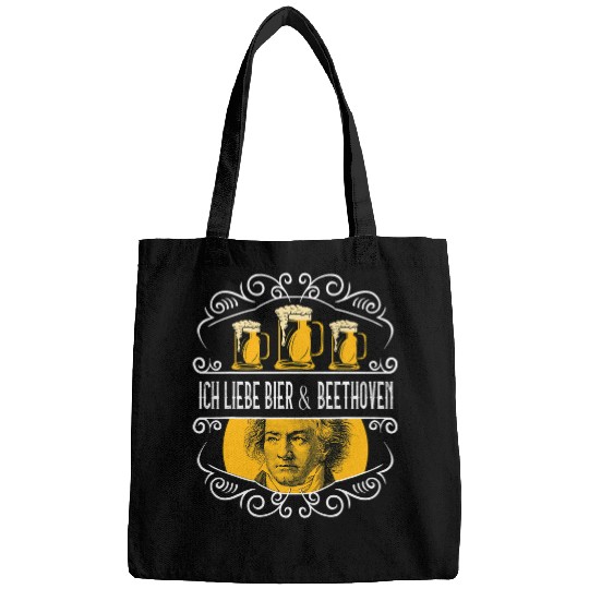 Beer Fun Oktoberfest I love beer and classic music Beethoven Bags