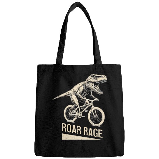 Cool Dinosaur TRexs Riding A Bike Roar Rage Dino Bicycle Fun Bags
