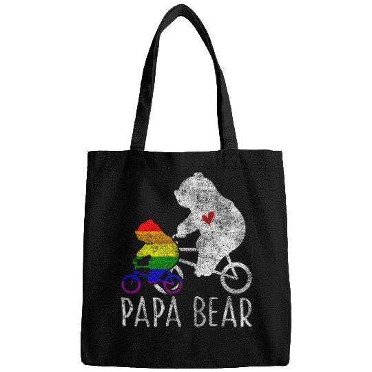 Bear Pet papa bear rainbow dad support far bicycle love Bags