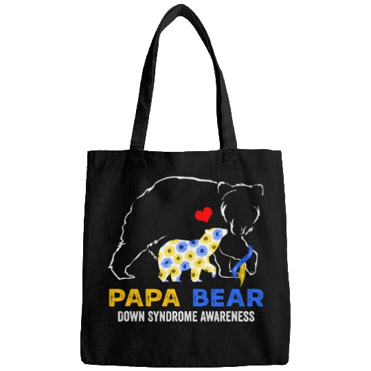 Bear Pet Papa Bear Down Syndromes Awareness Blue Yellow Ribbon Bags