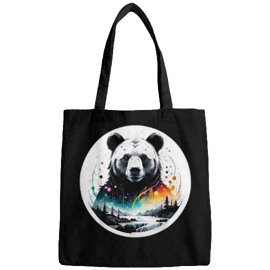 Bear Pet Black and White Bear Plush Forest Wildlife Art Ensemble 1 Bags