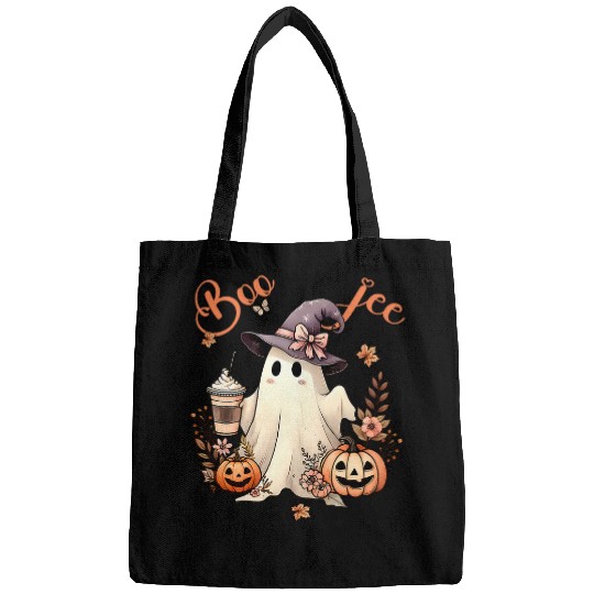 Coffee Fun Boo Jee ghosts Drinking Coffee Coquette Bow Halloween Women Bags
