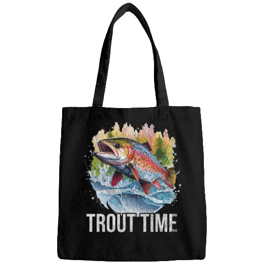 Funny Rainbow Trout Fishing Fish Dad Fisherman Fly Fishing Bags