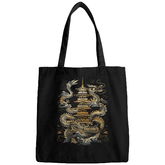Dragon Pet Chinese Dragon Golden Pagoda Dragon art Bags