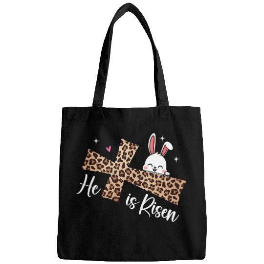 He Is Risen Leopard Cross Bunny Easter Day Christian Faith Bags