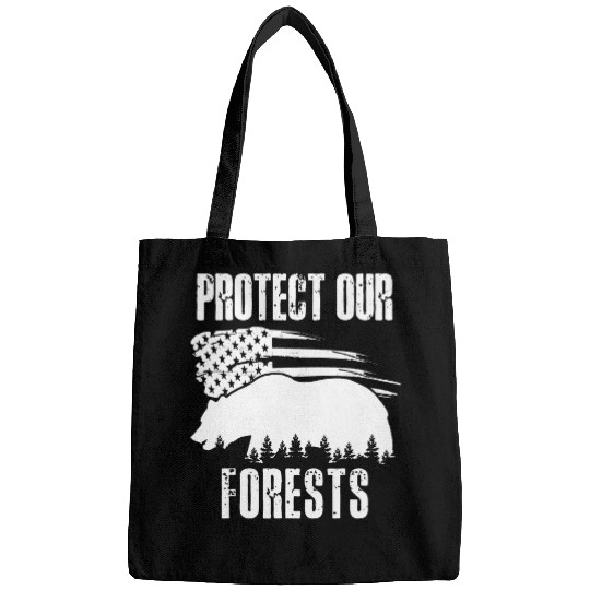 Bear Pet Protect Our Forests American Flag Mountain Bear Forest Bags