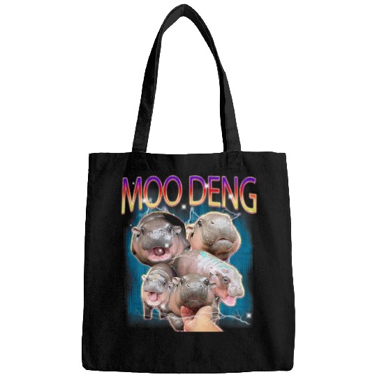 Hippo Pet Moo Deng Funny MooDeng Baby Pygmy Hippo Cute Zoo Bootleg Bags