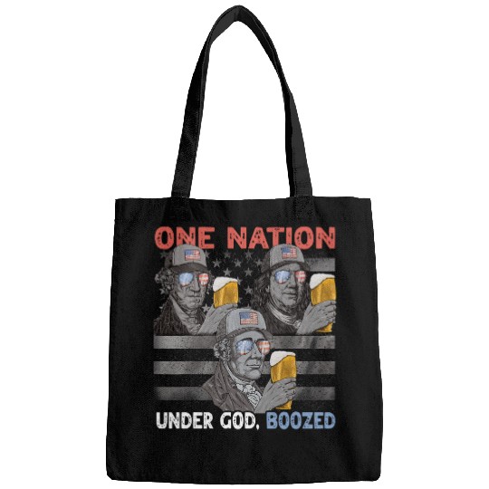 Beer Fun Beer Presidents 4th of July One Nation under God Boozed Men Bags