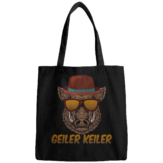 Cool Keiler Funny Wild Boar Hunting Forestry Motif 1 Bags
