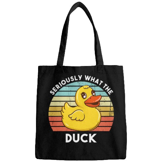 Duck Pet Seriously What The Duck Funny Yellow Rubber Ducky Lover Bags