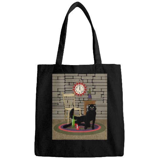 Wines Fun Cat Lady Midnight Shift Wines Red Shoes Black Feline Funny Bags