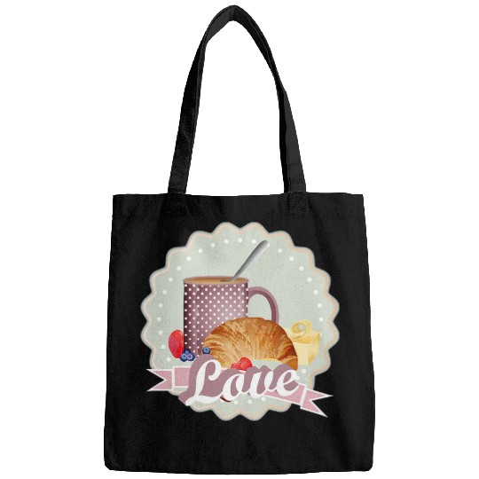 Coffee Fun Breakfast with love croissant coffee and berries Bags