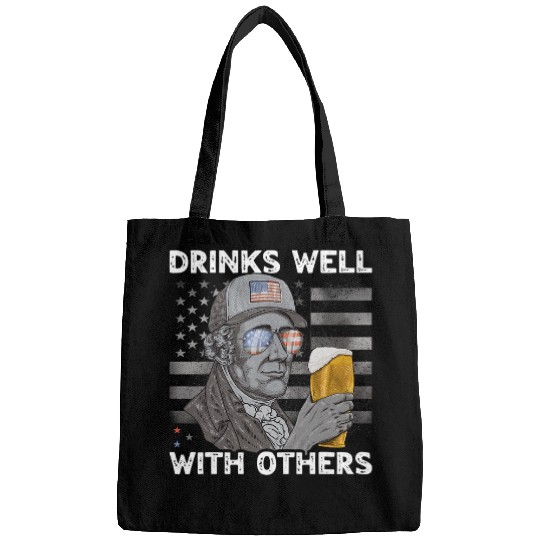 Beer Fun Drinks Well With Others 4th of July Hamilton Beer Drunk Men Bags