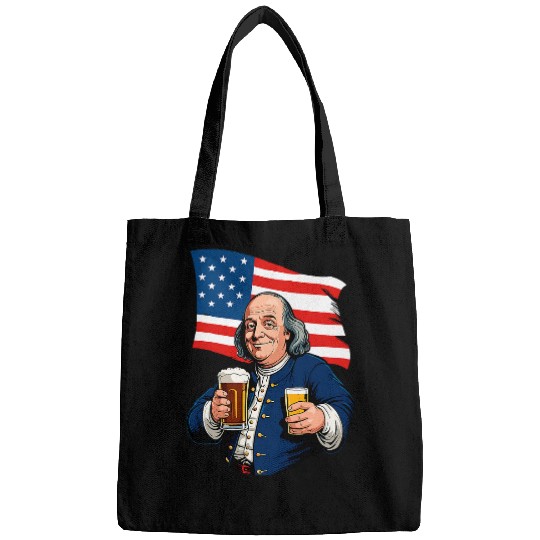 Beer Fun Boozing Benjamin Franklin With Beer Mug Funny Bags
