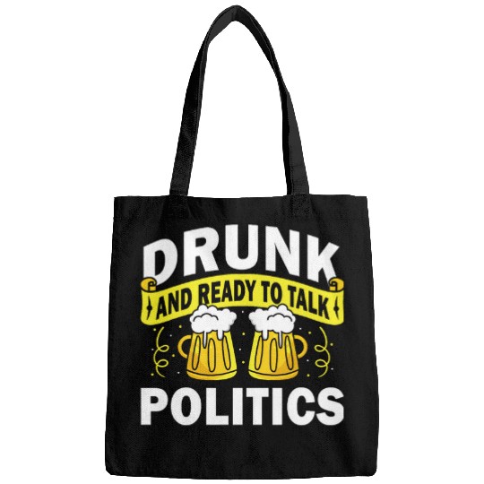 Drunk And Ready To Talk Politics Funny Retro Vintage Bags