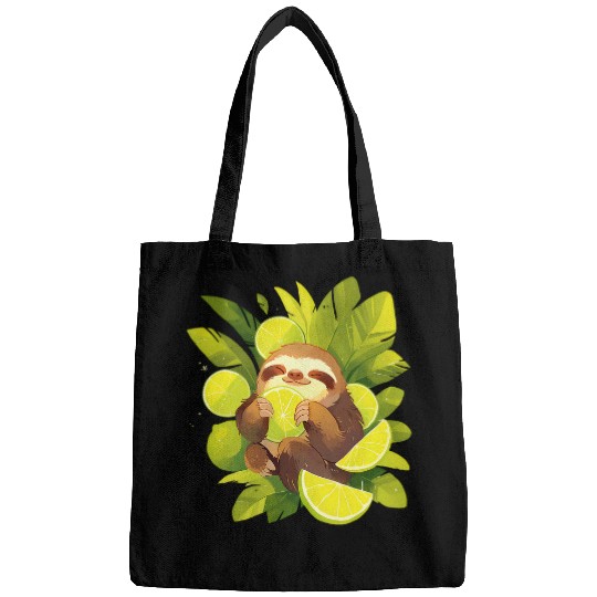 Sloth Pet Lime Sloth Colourful Artwork Drawing Wildlife Sloth Lover Bags