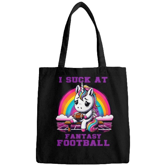 I Suck at Fantasy Football Unicorns Rainbow Loser Bags