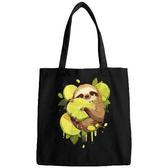 Sloth Pet Lime Sloth Colourful Artwork Drawing Nature Lime Lover Bags