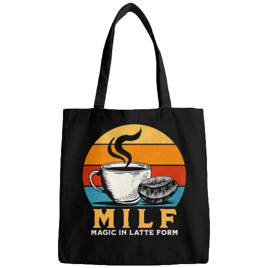 Coffee Fun Magic In Latte Form Funny MILF Coffee Lover Retro Sunset Bags