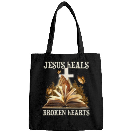 Jesus Heals Broken Hearts Christian Quote Prayer Religious Bags