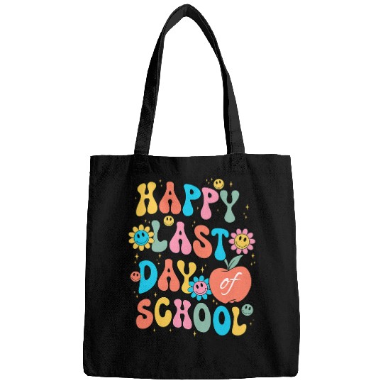 Retro Groovy Happy Last Day Of School End Of Year Teacher Bags