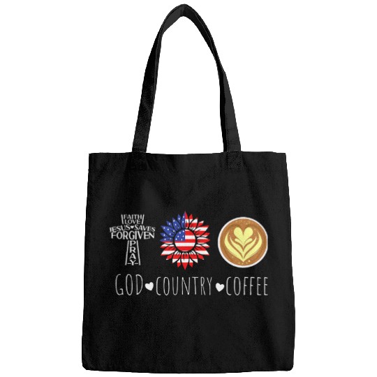 Coffee Fun God Country Coffee Patriotic Meme for Coffee Loving Women Bags