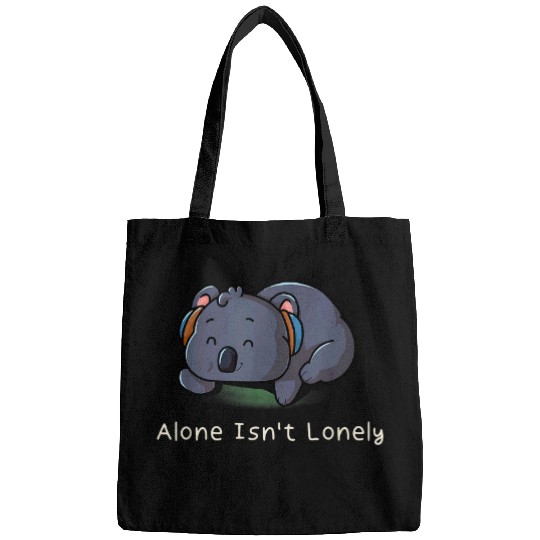 Koala Pet Alone Isn t Lonely Introvert Music Fan Nerd Koala Bear Bags