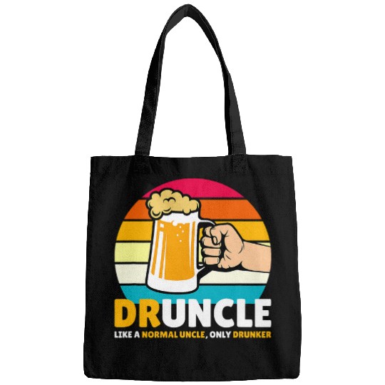 Beer Fun Druncle Funny Saying Retro vintages Beer Drinking Uncle Bags
