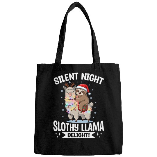 Sloth Pet Llama Christmas Silent night slothy llama delight Bags