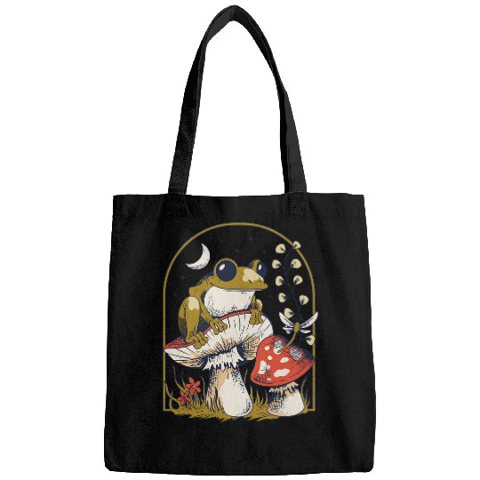 Frog Mushroom Garden Colorful 1960s 1970s Unisex Hippie Bags