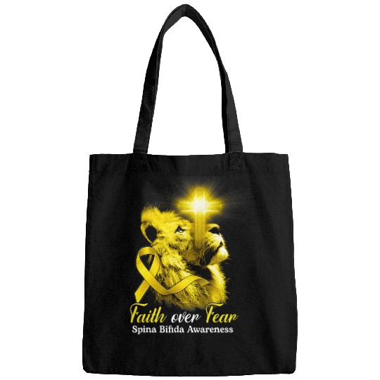 Lion Pet Christian Lion Cross Faith Over Fear Spina Bifida Awareness Bags