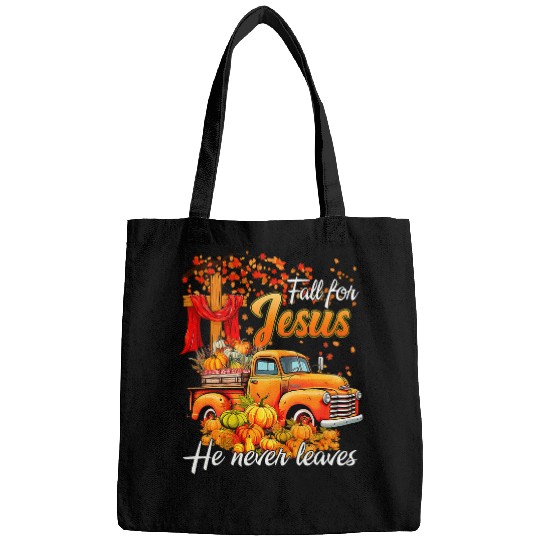 Fall For Jesus He Never Leaves Thanksgiving Christian Autumn Bags