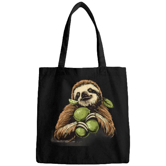 Sloth Pet Lime Sloth Drawing Animal Art Artwork Fruit Animal Lovers Bags