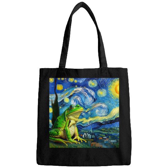 Frog Starry Night Van Gogh Sky Painting Art For Men Women Bags