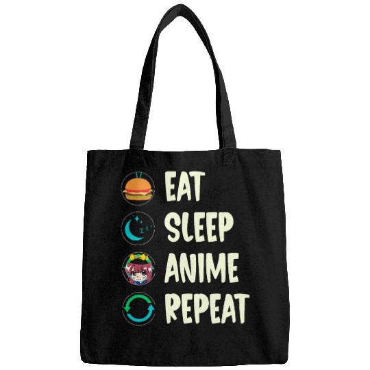 Eat Sleep Anime Repeat Kawaii Otaku Anime Manga Bags