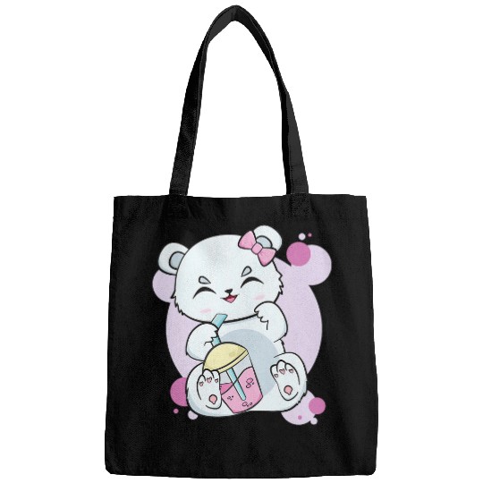 Cute Polar Bear Design For Boba Tea Lover Bags