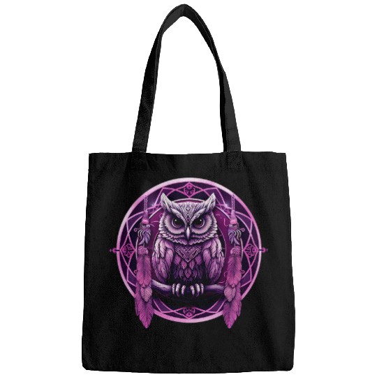 Owl Pet Purple Owl Dreamcatcher Moon Women Cute Mandala Kids 4 Bags