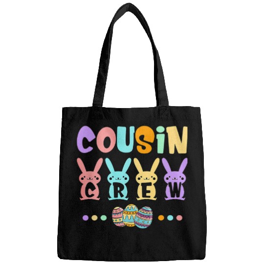 Cousin Crew Easter day cute Bunny colorful Egg Hunt Bags