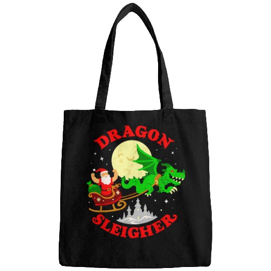 Dragon Pet Sleigher Cute Funny Santa Dragon Fantasy Christmas Bags