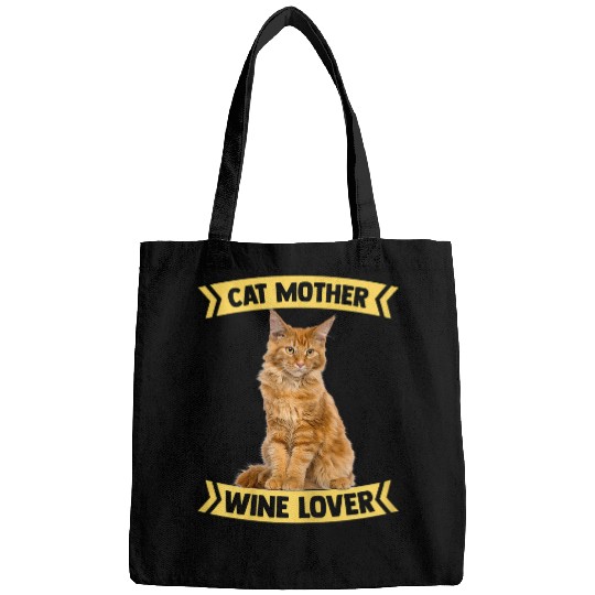 Wines Fun Cat Mother Maine Coon Cats Lover Wines Lover Kitten Lady Bags