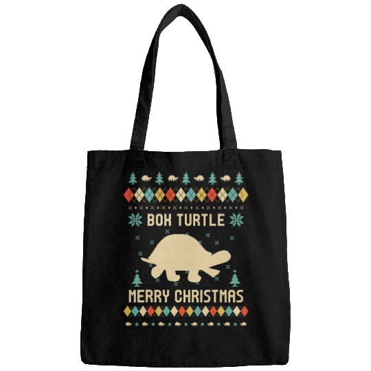 Turtle Pet BOX TURTLE Ugly Christmas Sweater Vinatge Retro Bags