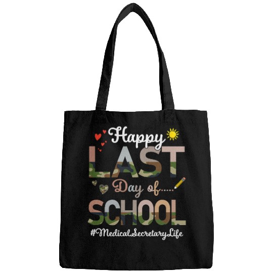 Secretary Job medicals Secretary Happy Last Day School Camo Print Bags