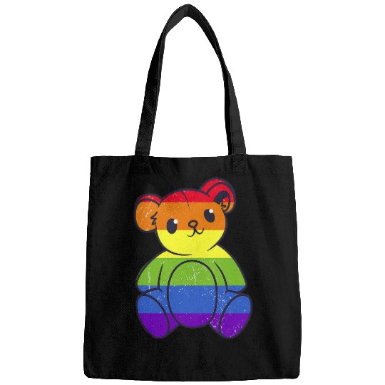 Bear Pet Cute Bear Love Rainbow LGBT Gay Pride Month LGBTQ Bags