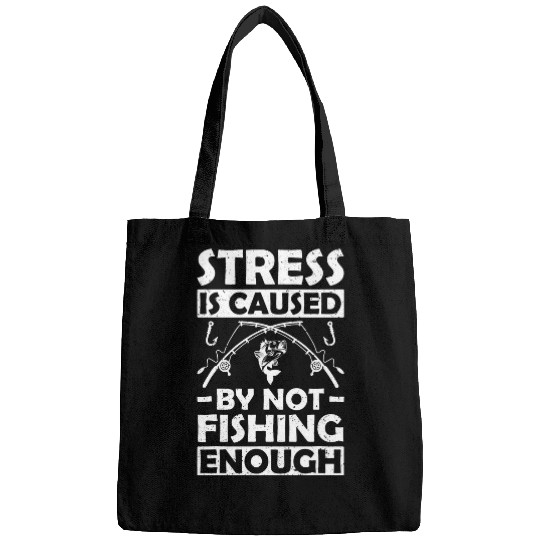 Discover Distressed Fishing Design Stress Relief Quote with Fish Rod Bags