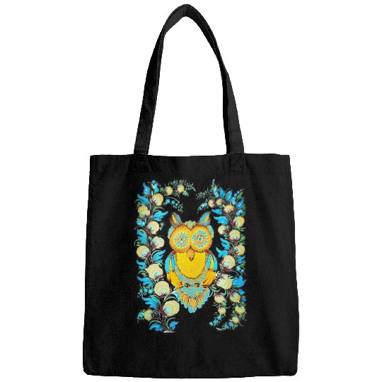 Discover Owl Pet Scandinavian Folk Art Owl Lover Gift Mystical Owl Tee Bags