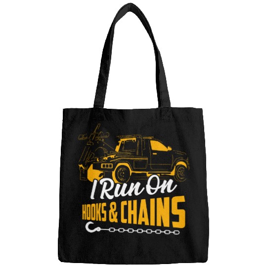 Discover I Run On Hooks Chains Trucking Tow Truck Driver Bags